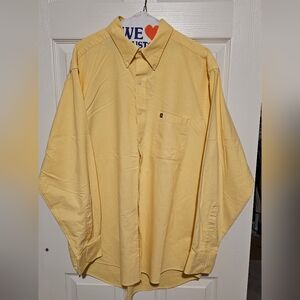 Chaps Wrinkle Free Light Yellow Casual Button Down Shirt Sz XL